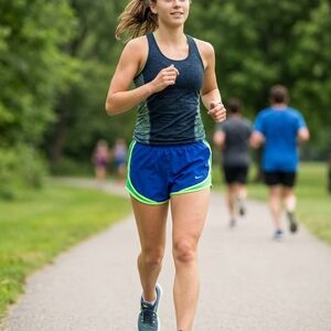 Nike Women’s Royal Blue Running Shorts with Neon Green Trim Excellent Condition